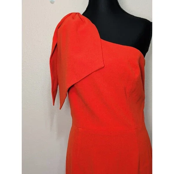 Dress the Population Tiffany Womens XL Poppy One Shoulder Bow Midi Sheath NWT - Picture 3 of 12